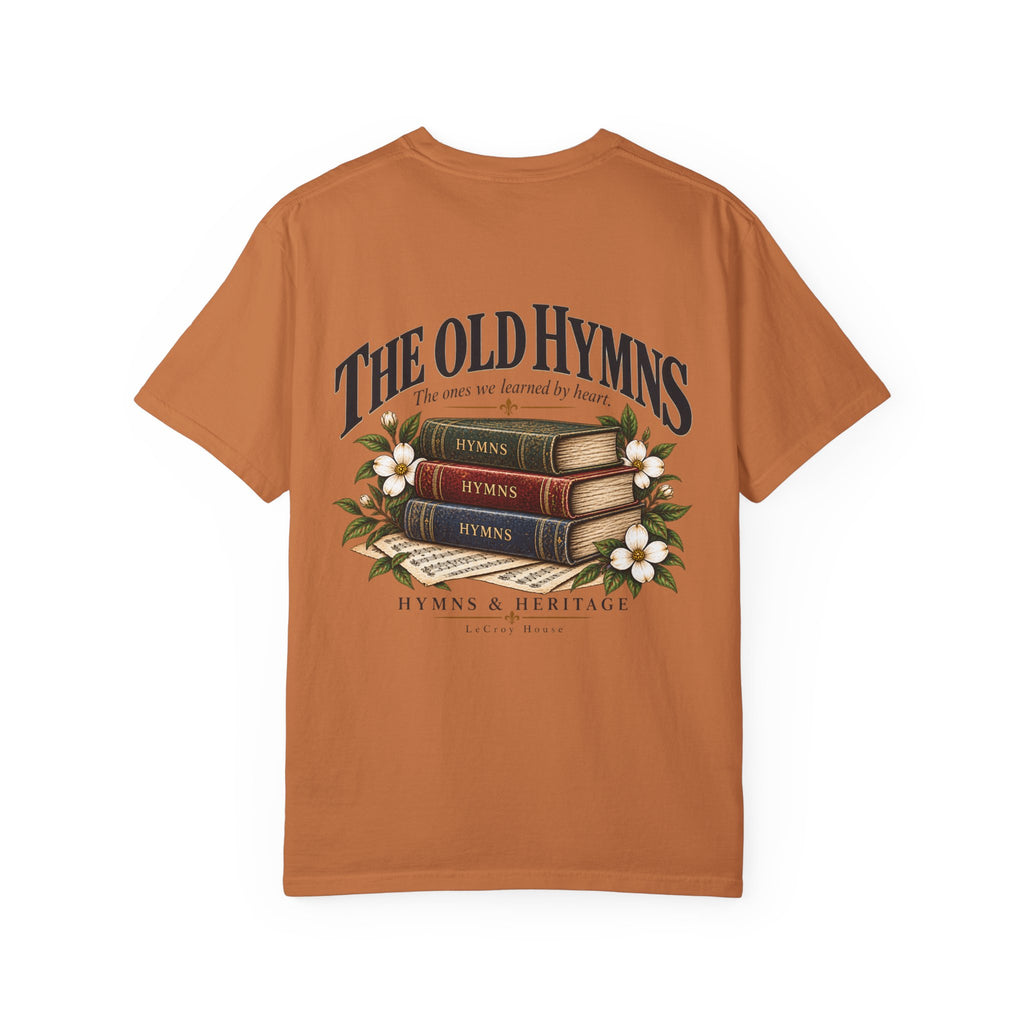 The Old Hymns T-Shirt — Vintage Hymnal Stack Christian Music Tee