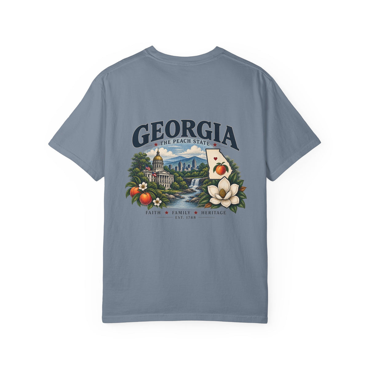 Georgia State T-Shirt — 'The Peach State' Scenic Back Print