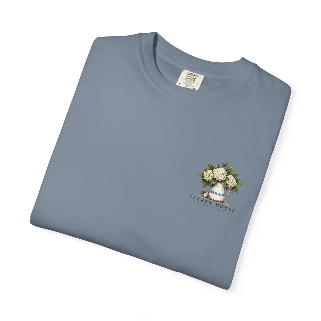 T-Shirt — "Stay For Supper" Scenic Dinner Porch Graphic