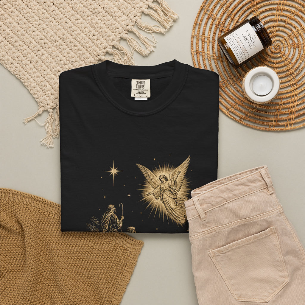 Shepherds Heard First T-Shirt — Nativity Scene Graphic Tee