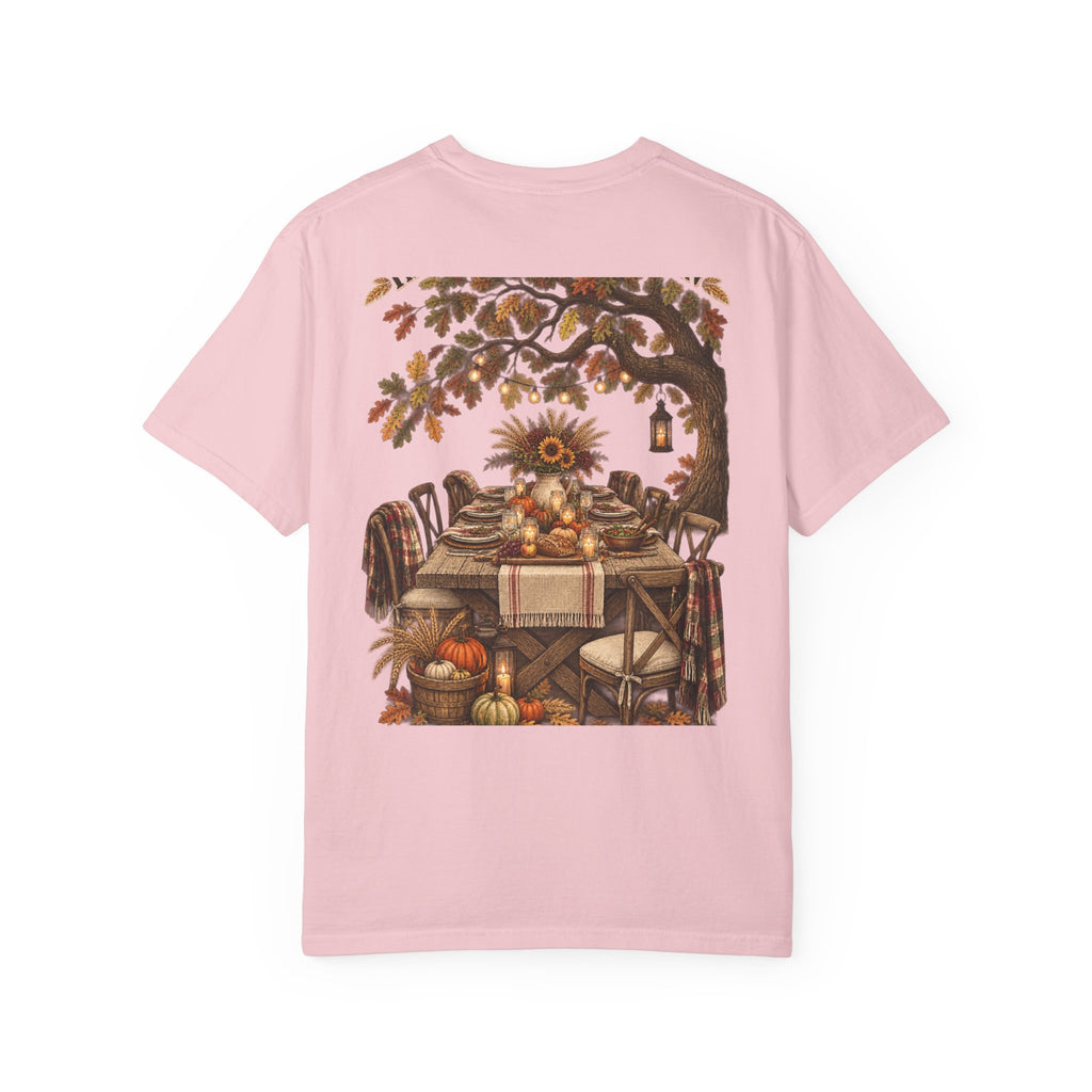 Autumn Harvest T-Shirt — Thanksgiving Rustic Table Fall Pumpkin Graphic
