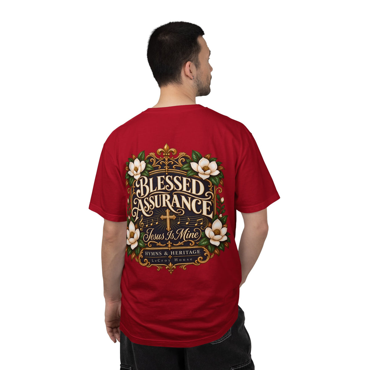 Blessed Assurance T-Shirt — "Jesus Is Mine" Floral Christian Tee