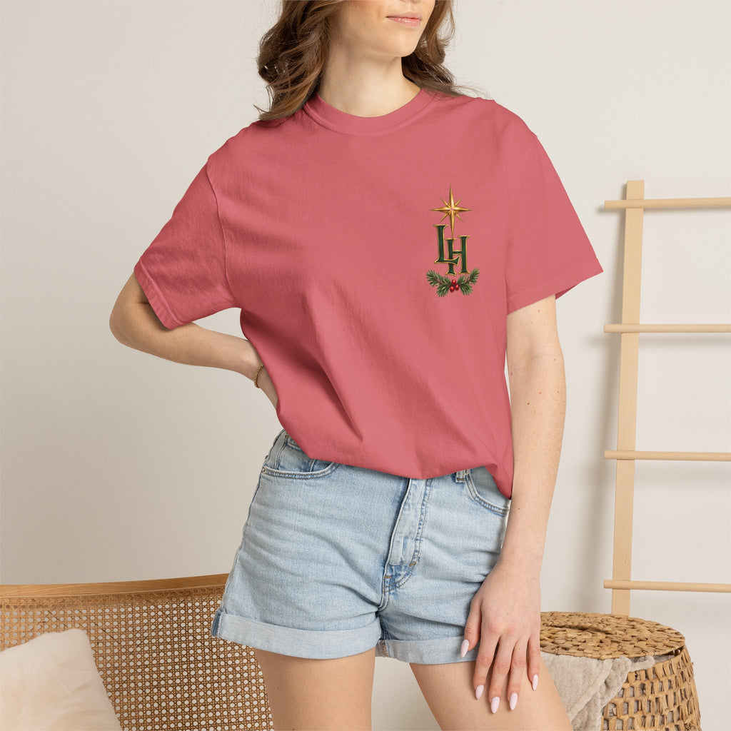 Christmas T-Shirt — "All Is Calm, All Is Bright" Church Scene Holiday Tee