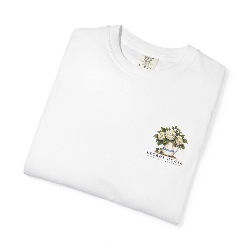 T-Shirt — "Stay For Supper" Scenic Dinner Porch Graphic