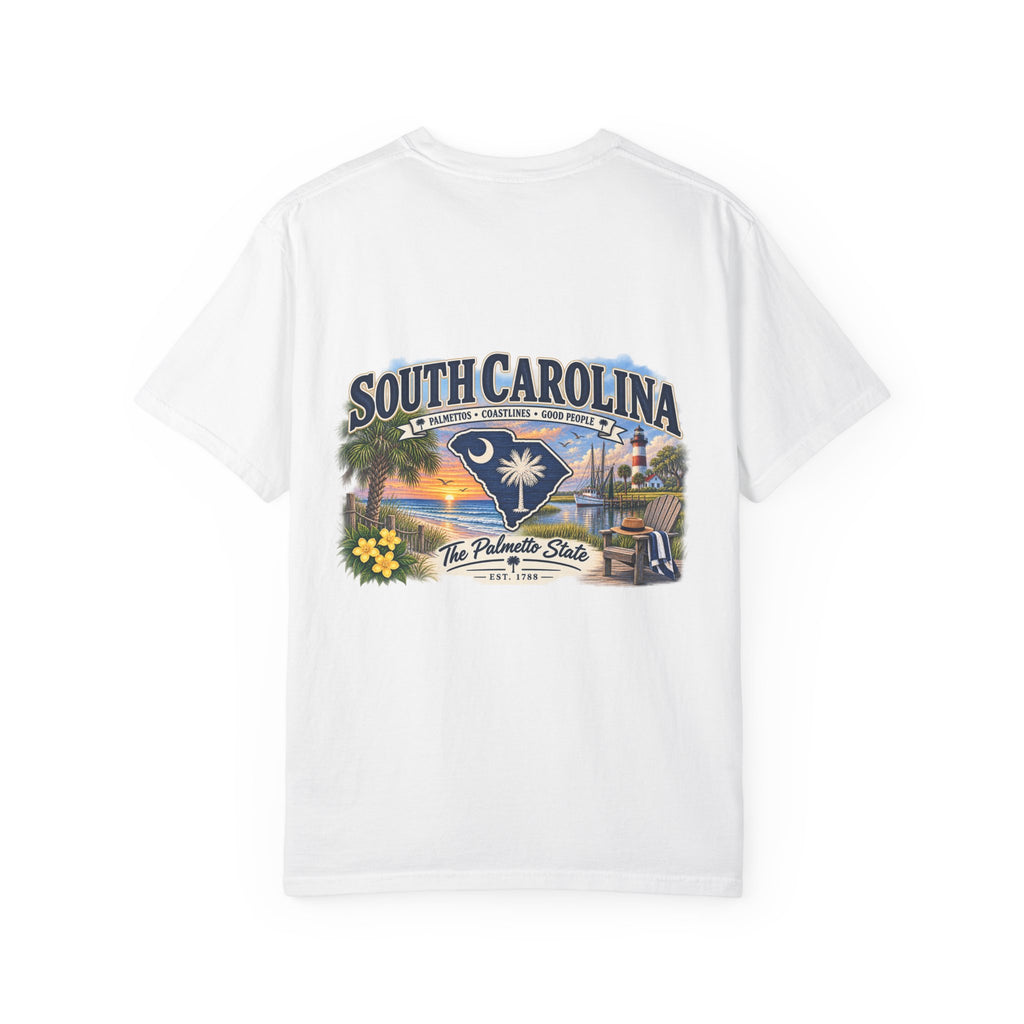 South Carolina Palmetto State T-Shirt — Scenic Beach Sunset Souvenir