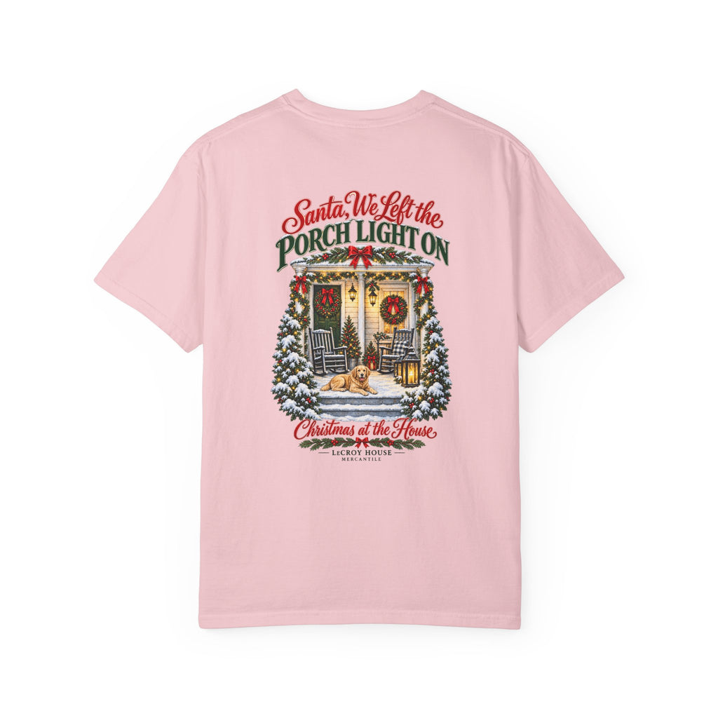 Christmas Porch Lantern T-Shirt — "Santa, We Left the Porch Light On" Holiday Tee