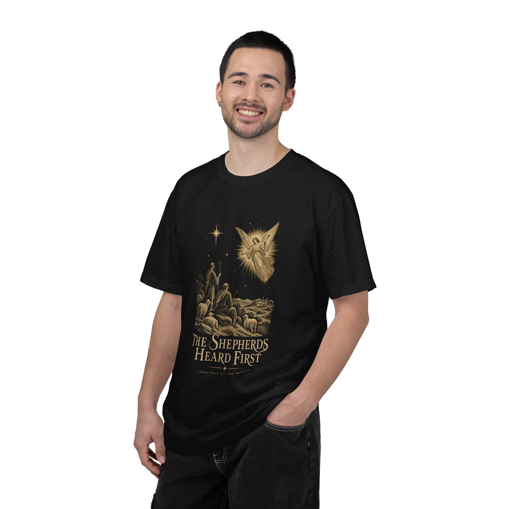 Shepherds Heard First T-Shirt — Nativity Scene Graphic Tee
