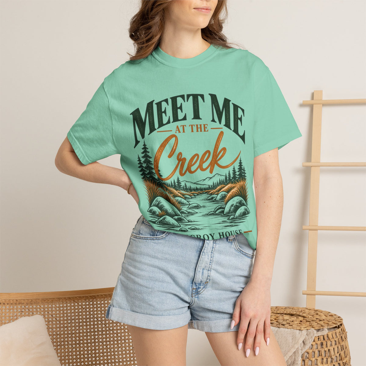 Meet Me at the Creek T-Shirt — Vintage Nature Graphic Tee for Outdoors Lovers