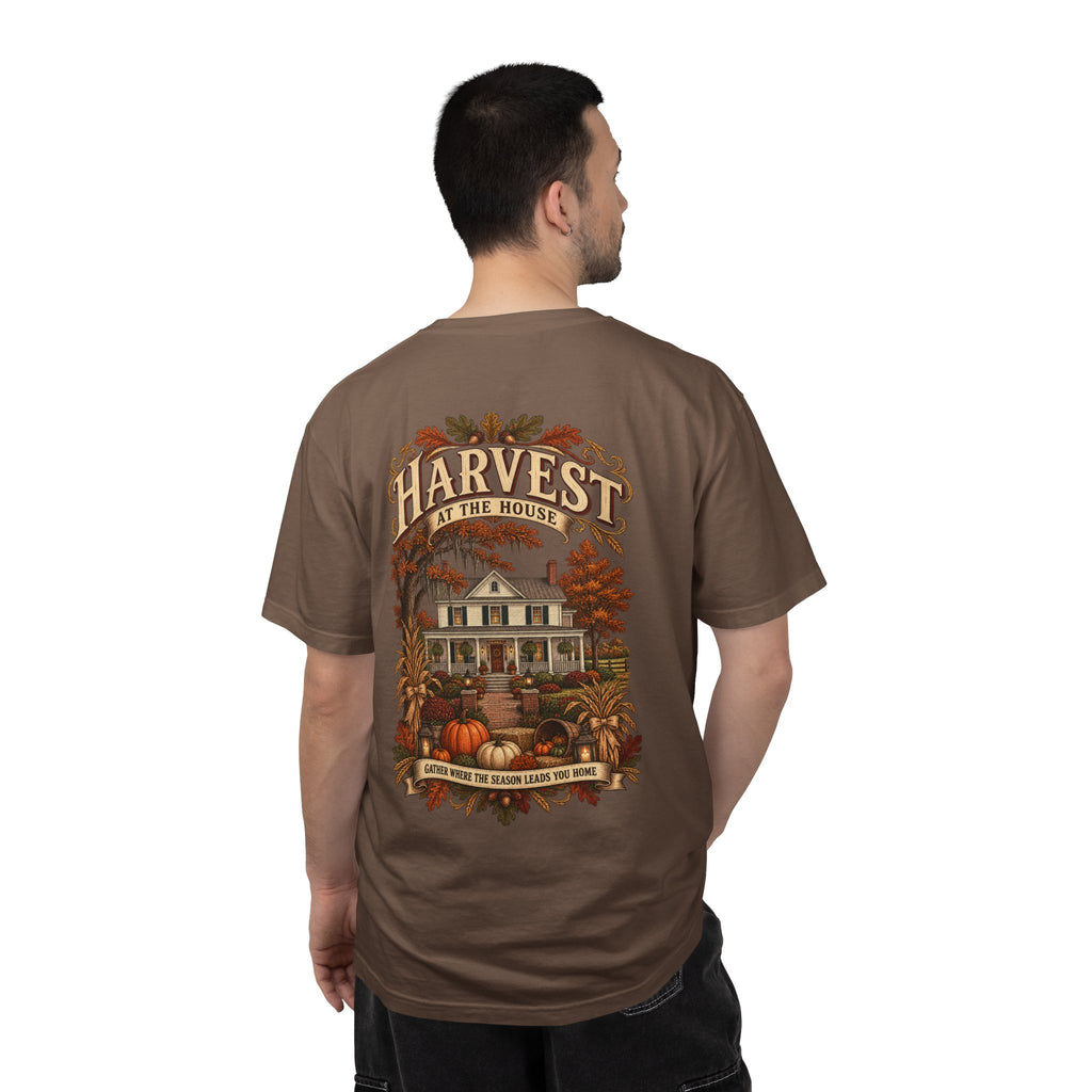 Harvest at the House Graphic T-Shirt — Fall Pumpkin Farmhouse Tee