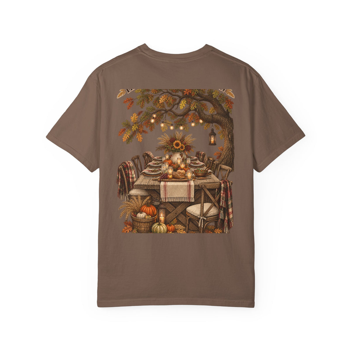 Autumn Harvest T-Shirt — Thanksgiving Rustic Table Fall Pumpkin Graphic