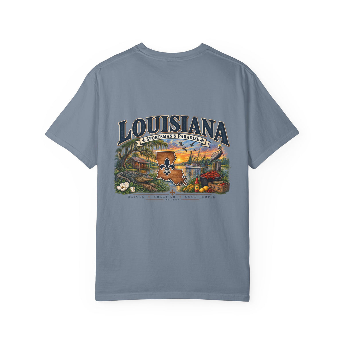 Louisiana Scenic T‑Shirt — State Souvenir Tee (Bayou, Jazz & Cajun Design)