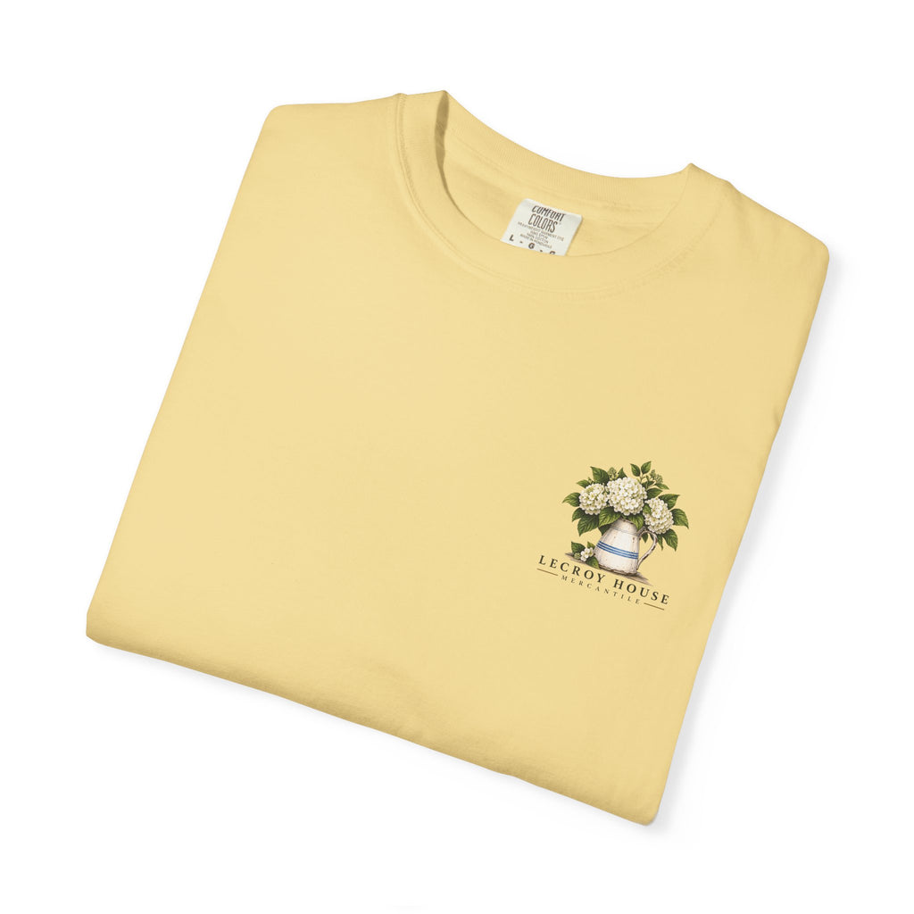T-Shirt — "Stay For Supper" Scenic Dinner Porch Graphic