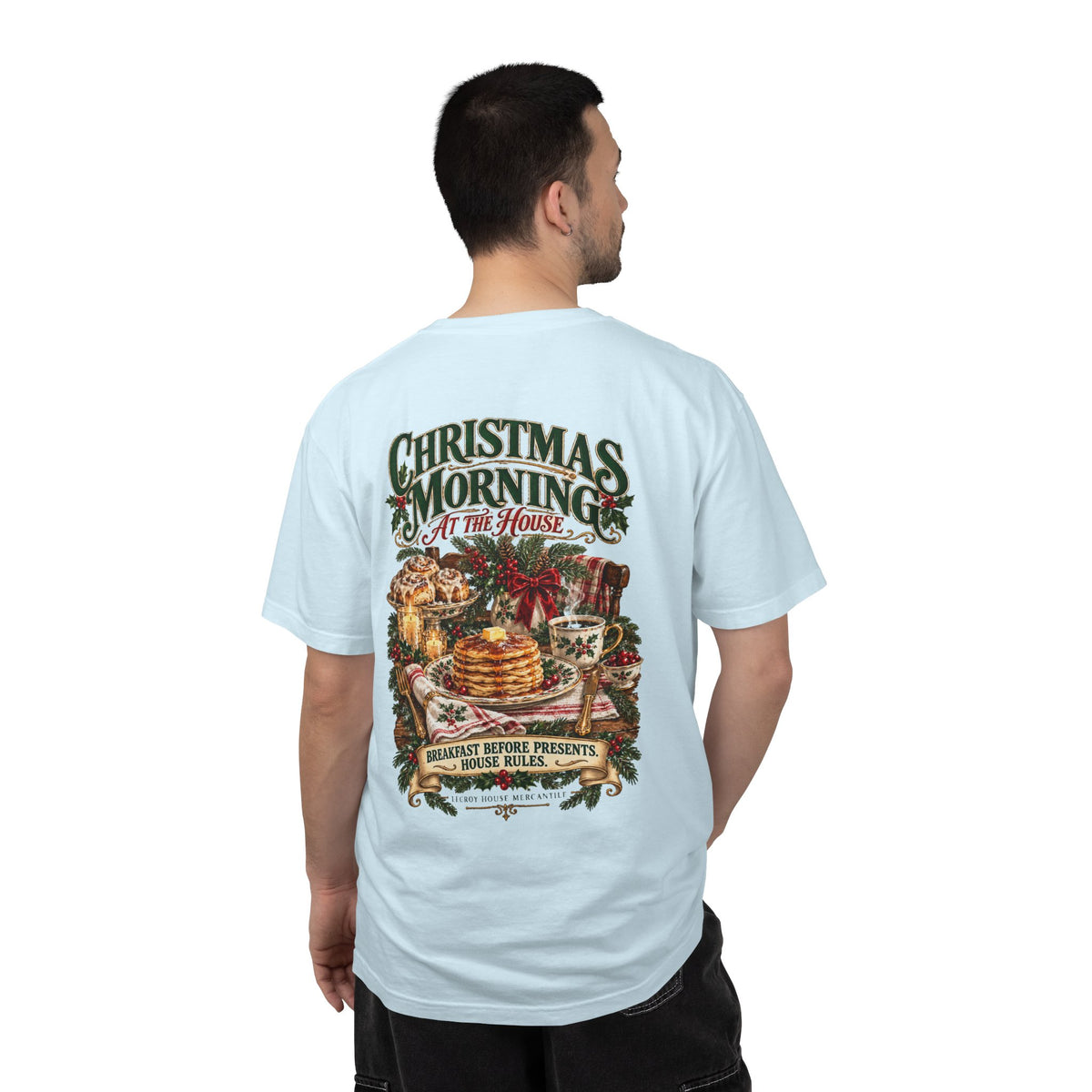 Christmas Morning Tee — Holiday Breakfast & Presents Graphic T-Shirt