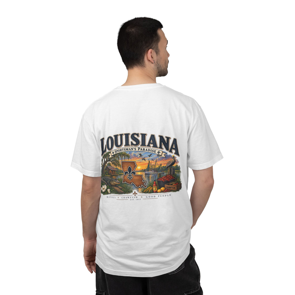 Louisiana Scenic T‑Shirt — State Souvenir Tee (Bayou, Jazz & Cajun Design)