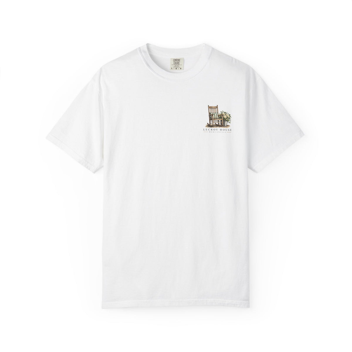 Come On In Porch T-Shirt — "Come On In, We'll Find You a Chair" Relaxed Front-Pocket Tee