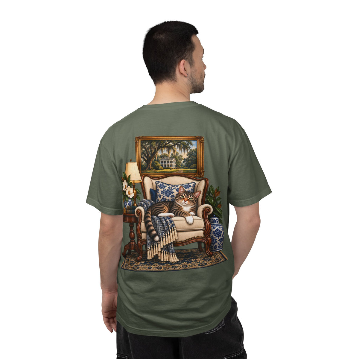 T-Shirt — Cozy Cat Lounge Graphic ("House Cat")