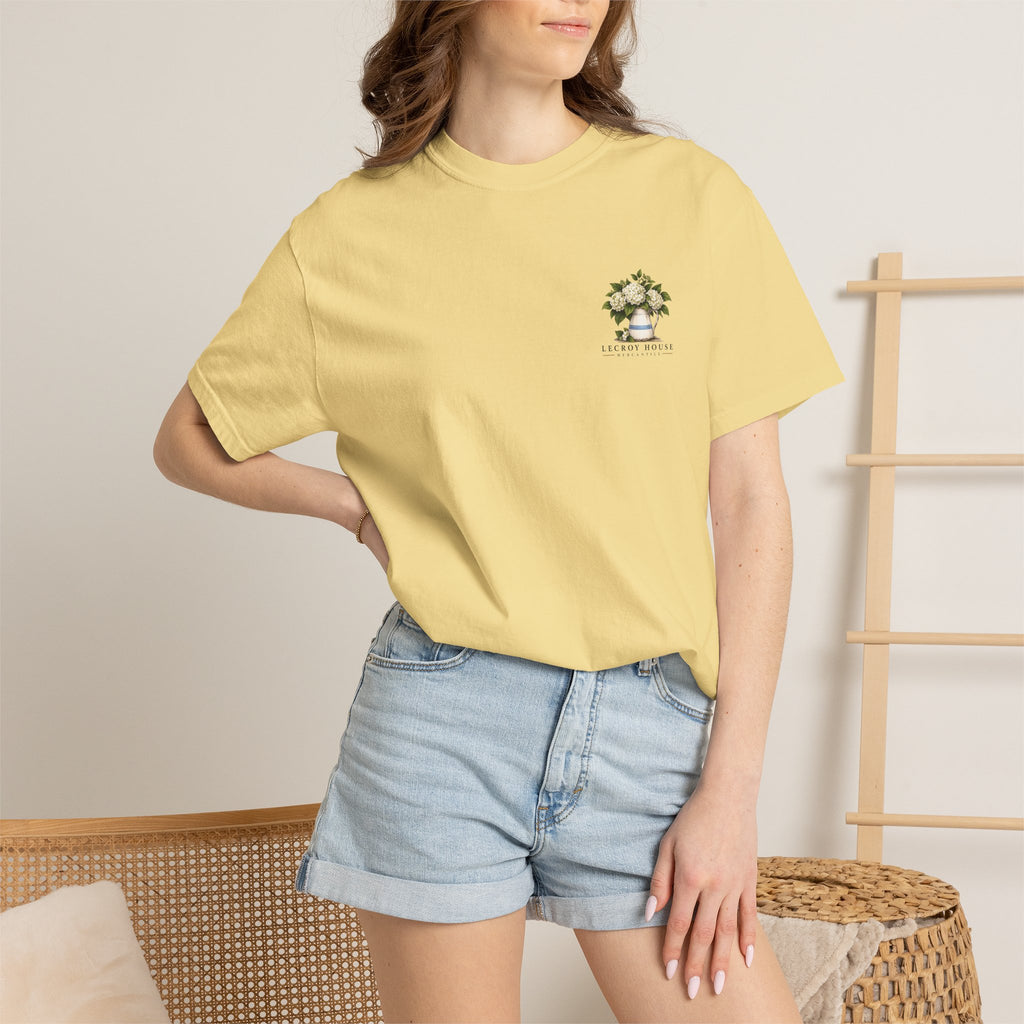 T-Shirt — "Stay For Supper" Scenic Dinner Porch Graphic