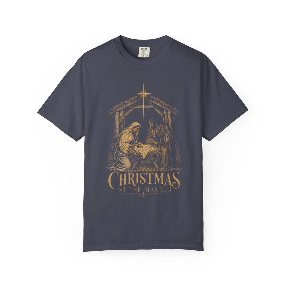 Nativity Christmas T-Shirt — "Christmas at the Manger" Religious Holiday Tee