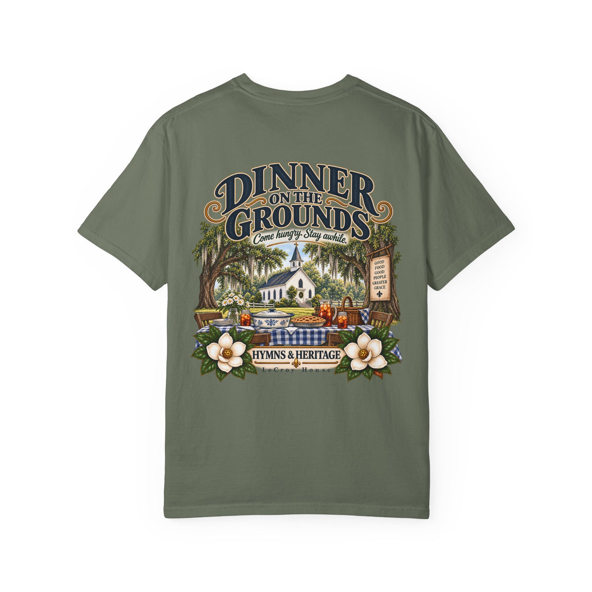 Dinner on the Grounds T-Shirt — Hymns & Heritage Southern Church Festival Tee