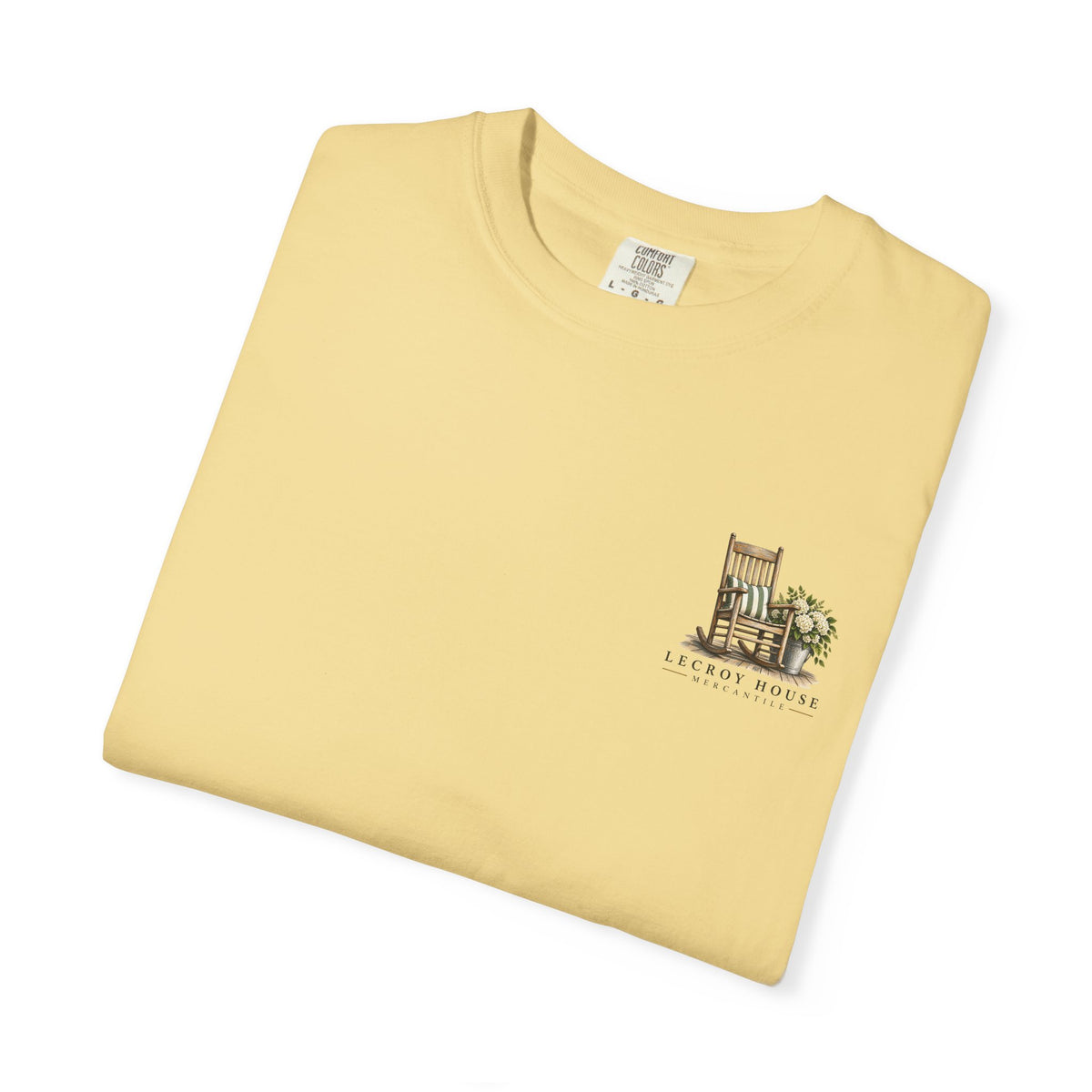 Come On In Porch T-Shirt — "Come On In, We'll Find You a Chair" Relaxed Front-Pocket Tee
